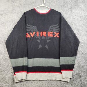 VTG Avirex Crewneck Sweater Men's Large Double Sided Graphic Spell Out Varsity